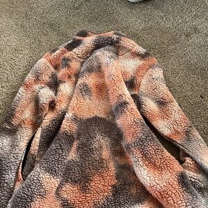 Cozy Sherpa Jacket in Orange and Gray